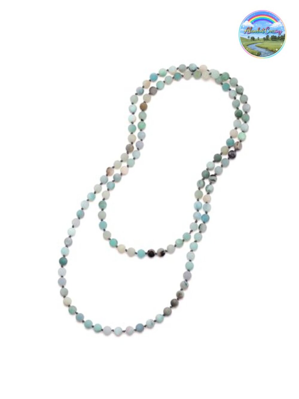 Handmade Natural Amazonite Long Beaded Necklace Wrap Bracelet Unisex Gemstone